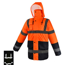 Roupas de segurança reflexiva Fabricação Hi vis Impermea Impermeável Winter Workwear Jackets com revestimento de algodão